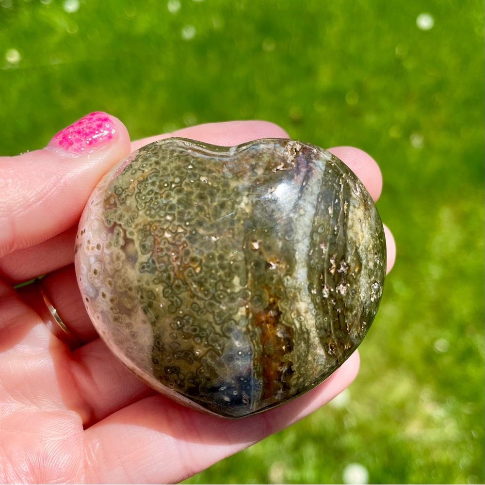 🌊Ocean Jasper Heart🌊 with druzy!